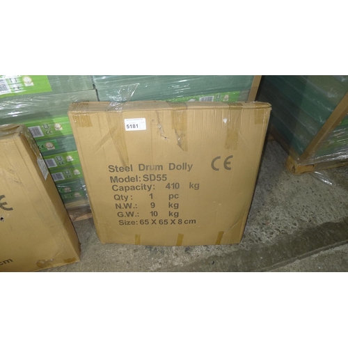 5181 - 1 steel drum dolly type SD55, capacity approx 410kg - boxed and requires assembly