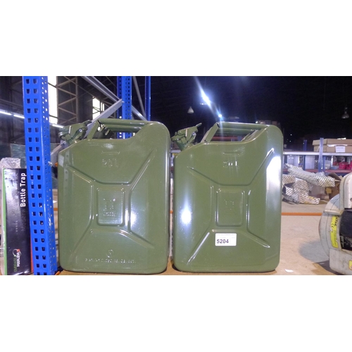 5204 - 2 x 20L metal Jerry cans