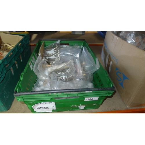 5288 - A quantity of various drawer handles and knobs. Contents of 1 green plastic crate which is not inclu... 