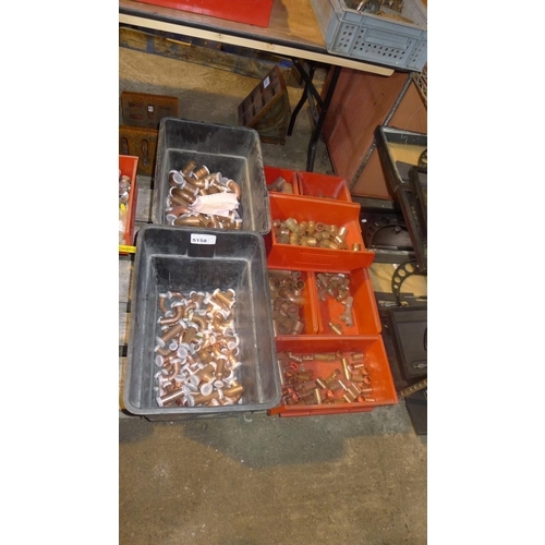 5158 - 8 plastic boxes containing a quantity of various copper plumbing fittings (mainly compression type)