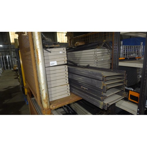 5357 - A quantity of metal boltless stores type racking comprising of 9 uprights at approx 210cm high x 31c... 