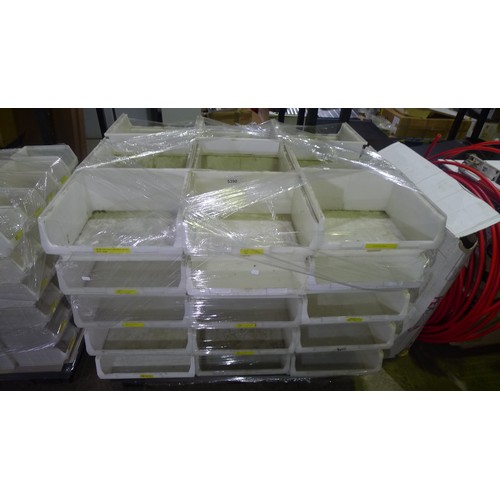 5390 - 1 pallet containing 45 white plastic storage bins / boxes, each one is approx 36cm L x 40 cm w x 18 ... 