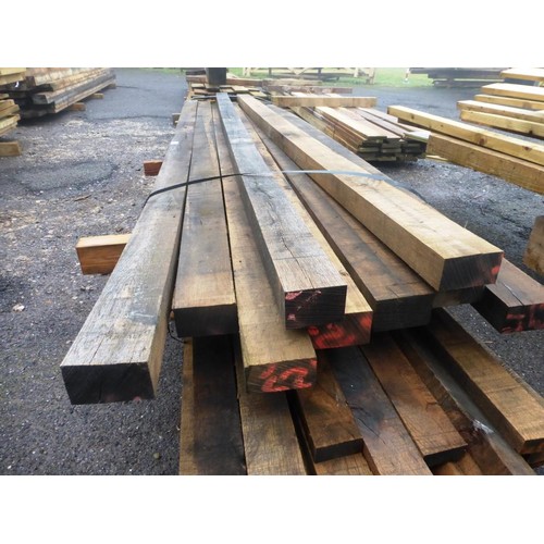 6064 - 9 lengths of Oak including 12.5cm x 7cm and 10.5cm x 8cm. Lengths vary slightly up to approx 377cm (... 