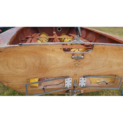 5419A - Enterprise sailing Dinghy on launching trolley, Ply built, Sail number K14729, complete with sails, ... 