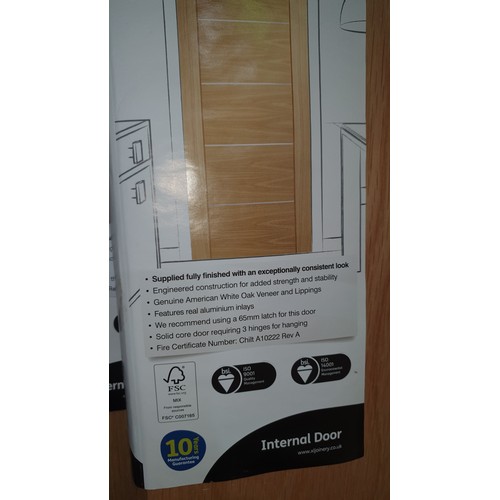 2012 - 2 XL Joinery pre-finished Oak Portici fire doors, 1 approx 1981mm x 762mm and 1 approx 1981mm x 686m... 