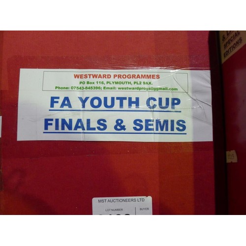 8108 - 2 red lever arch files and contents. One file is labelled FA Youth Cup Finals / Semis and one is lab... 