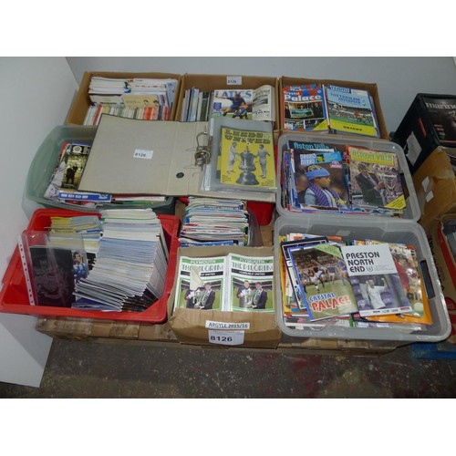 8126 - 1 pallet containing a large quantity of various football programmes and 1 black lever arch file cont... 