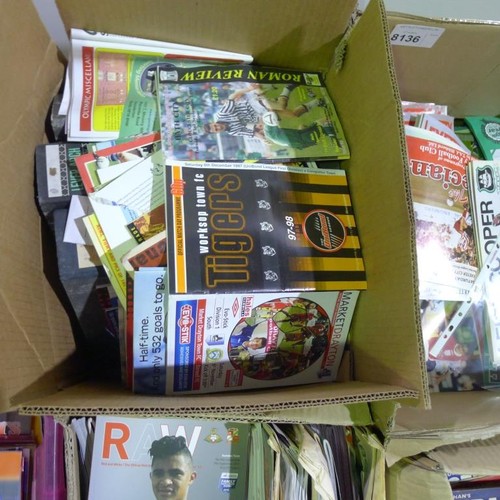 8136 - 1 pallet containing a large quantity of various football programmes and 5 black lever arch files con... 