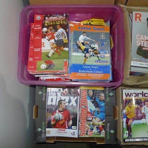 8136 - 1 pallet containing a large quantity of various football programmes and 5 black lever arch files con... 