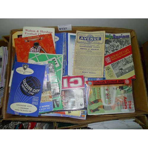 8137 - 1 pallet containing a large quantity of various football programmes and 1 black lever arch file cont... 