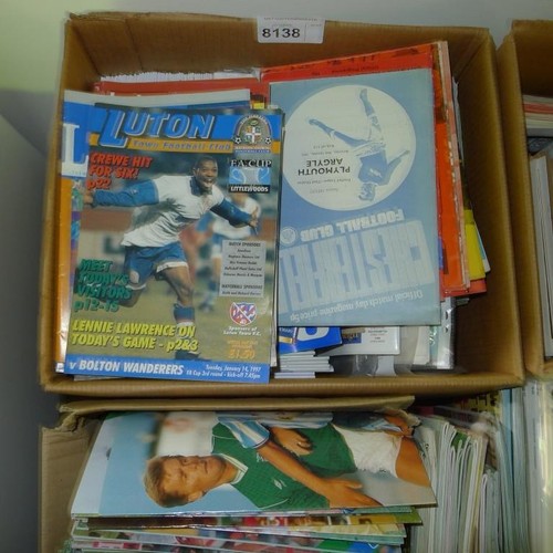 8138 - 1 pallet containing a large quantity of various football programmes. Clubs include Tottenham Hotspur... 