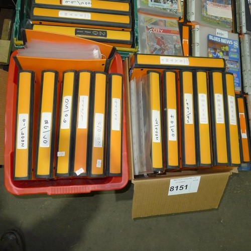 8151 - 1 pallet of 34 files containing a large quantity of Plymouth Argyle football programmes (believed to... 