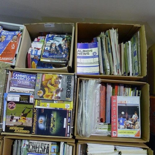 8159 - 1 pallet containing a large quantity of various football programmes and 1 black lever arch file cont... 