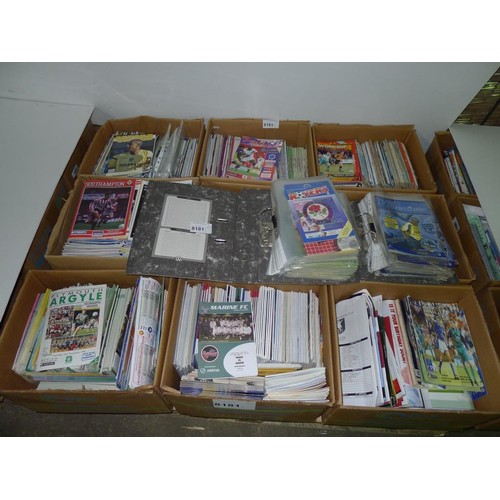 8181 - 1 pallet containing a large quantity of various football programmes and 2 black lever arch files con... 