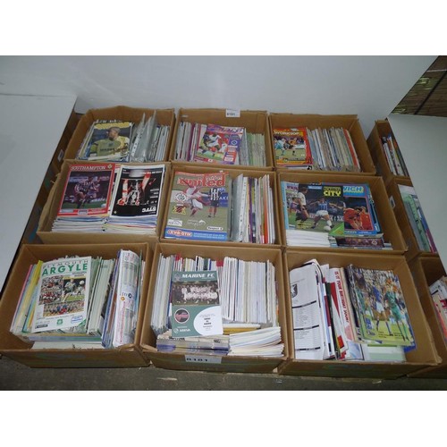 8181 - 1 pallet containing a large quantity of various football programmes and 2 black lever arch files con... 