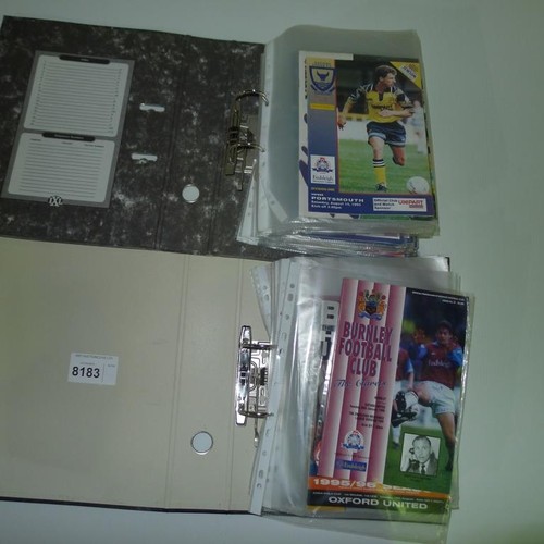 8183 - 1 pallet containing a large quantity of various football programmes and 2 black lever arch files con... 