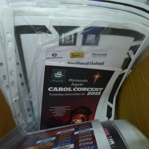 8197 - 1 box marked 'Currently on Ebay' containing a quantity of various football programmes, team sheets e... 