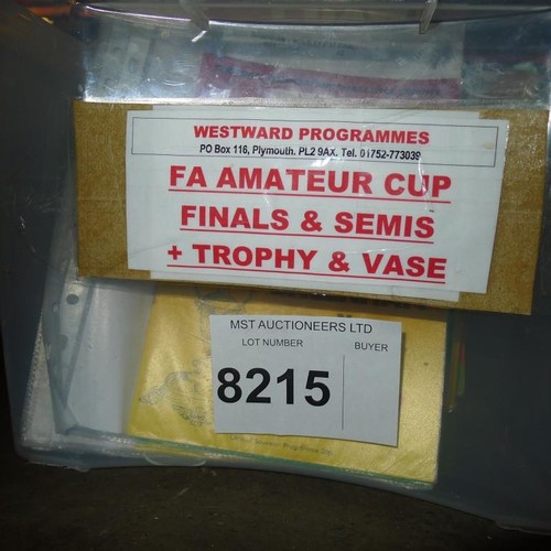 8215 - 1 box containing a quantity of various FA Amateur Cup finals / semis, Trophy and Vase football progr... 