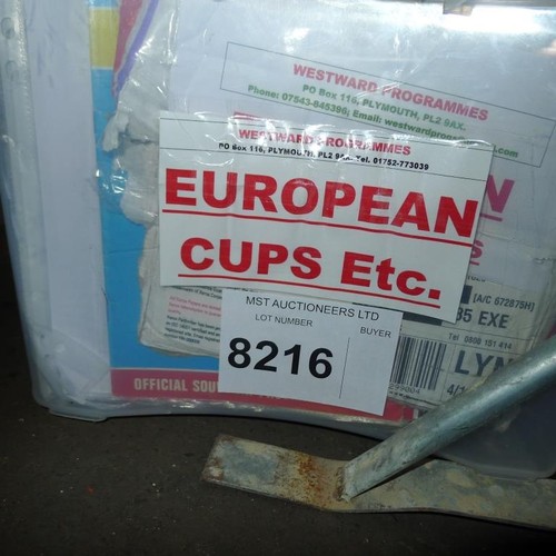 8216 - 1 box containing a quantity of various Europeans Cup  football programmes mainly from the 1960s onwa... 