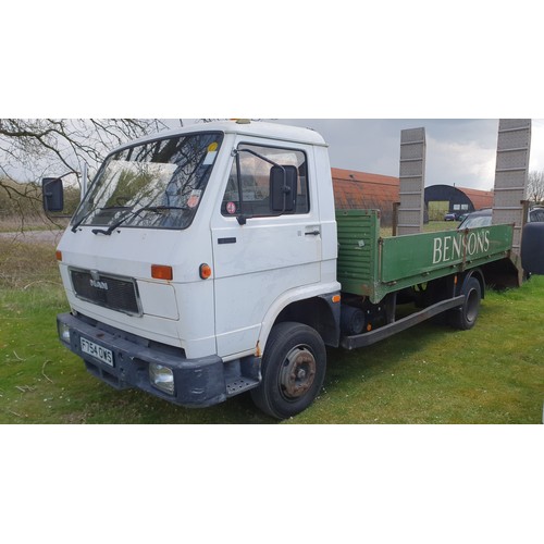 5430 - MAN 8.100 7.5 ton Recovery /flatbed truck Reg: F754 OWS 1st Reg 1988. 123,358 Kms,  Winch ramps etc.... 