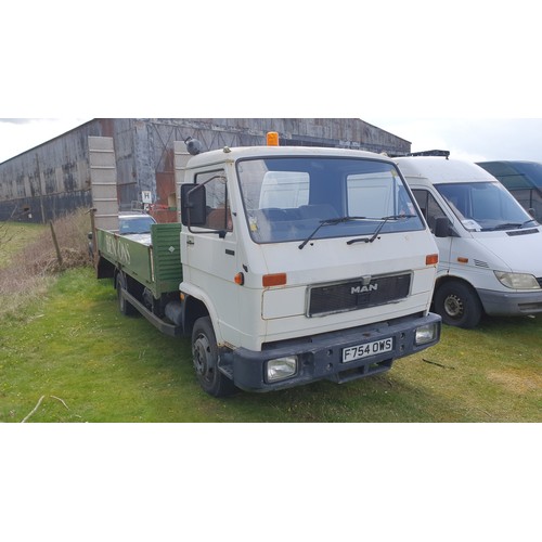 5430 - MAN 8.100 7.5 ton Recovery /flatbed truck Reg: F754 OWS 1st Reg 1988. 123,358 Kms,  Winch ramps etc.... 