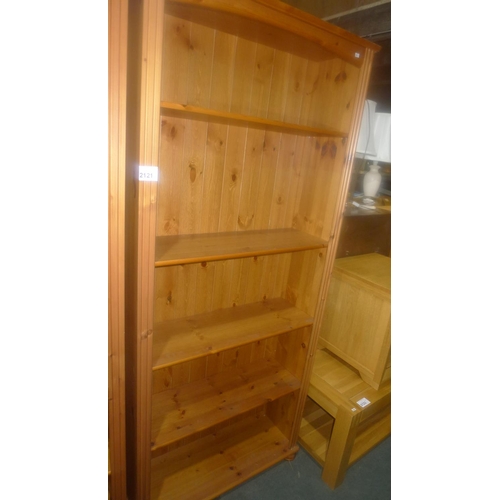 2121 - 1 pine shelf unit / bookcase approx 86cm w x 30cm d x 200cm high