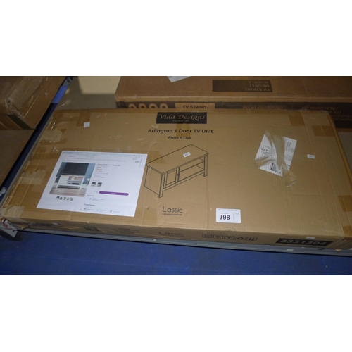 398 - 1 Brambly Cottage Manion TV stand for TVs up to 50 inches RRP £68. Boxed and requires assembly