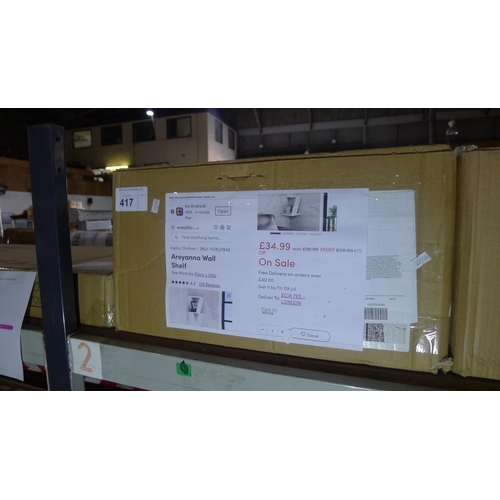 417 - 1 Mack & Milo Areyanna wall shelf RRP £34. Boxed and requires assembly