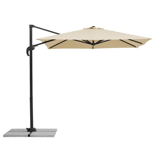 367 - 1 Schneider Rhodos Junior crank operated cantilever beige square parasol approx 230cm x 230cm RRP £2... 