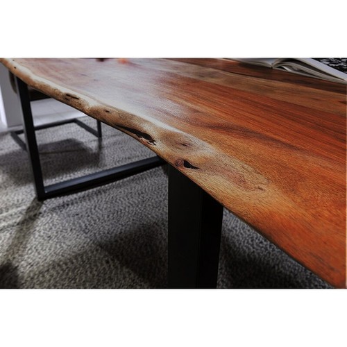 387 - 1 Union Rustic Langley dining table approx 180cm x 90cm walnut coloured top RRP £599. Supplied in tw... 