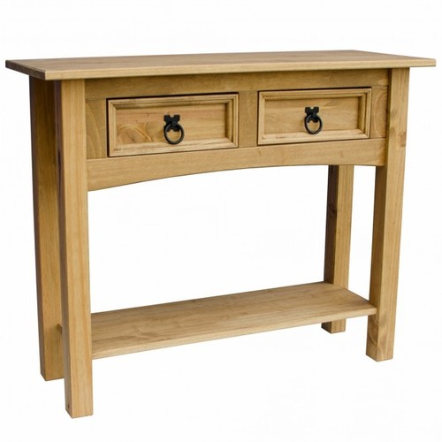 412 - A Corona two drawer console table in solid pine by Mercers Furniture RRP £44. Boxed and requires ass... 