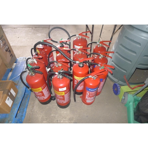 179 - 15 various fire extinguishers