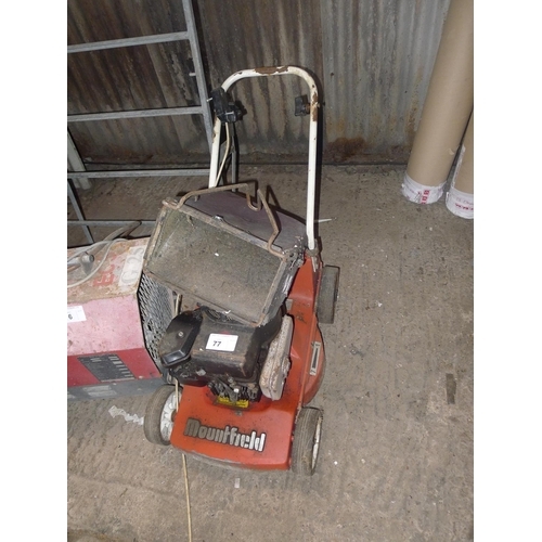 77 - 1 petrol engine lawn mower by Mountfield model Emblem 81301. Please note that part of the handle app... 