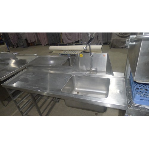 3207 - A passthrough dishwasher by Comenda with deep sink, drainer and spray tap to the left & drainer with... 