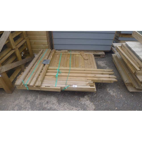 593 - A wooden pergola pod at approx 174cm x 23cm x 72cm, believed to be complete including bolts, require... 