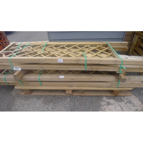 597 - A wooden pergola pod at approx 244cm x 113cm x 210cm high, believed to be complete however no bolts ... 