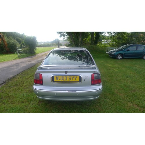 781 - Rover 45 IXL 16v 5dr hatch silver, Reg WJ03 SYY, 01/03/2003, 5 sp manual petrol 1796cc, Mileage 31,0... 