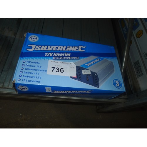 736 - 1 Silverline 12v inverter, 300w (single socket)