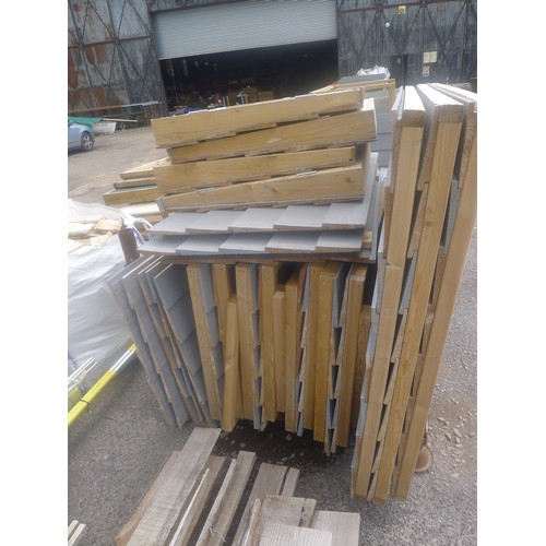 582 - 2 pallets and 1 stillage containing various prefabricated wooden panels used to construct bin stores... 