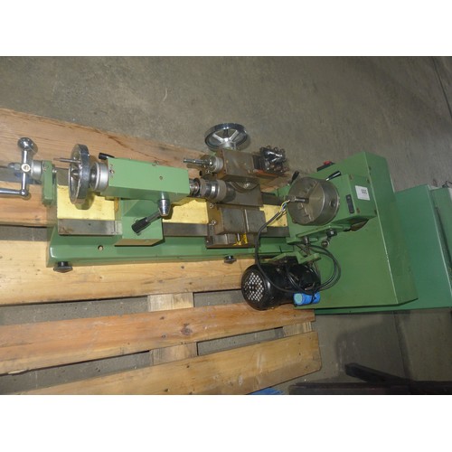 355 - 1 bench top metal turning lathe by Warco, no model visible, bed length approx 67cm, supplied with a ... 