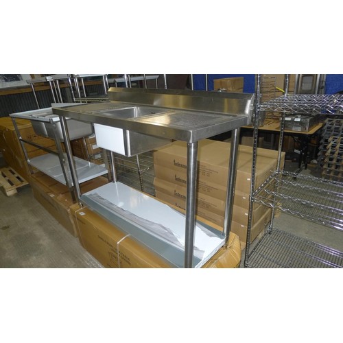 3109 - 1 x unused/boxed stainless steel single bowl sink by Diaminox type MT186B unit with drainer to the l... 