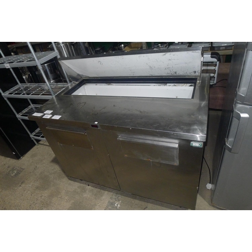 3103 - A 2 door bench fridge with salad bar, no make or model visible - 240v trade