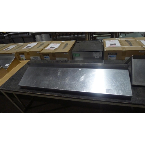 3117 - A commercial stainless steel catering type wall shelf approx 120x30cm