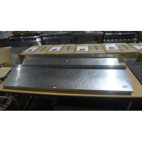 3119 - A commercial stainless steel catering type wall shelf approx 150x30cm