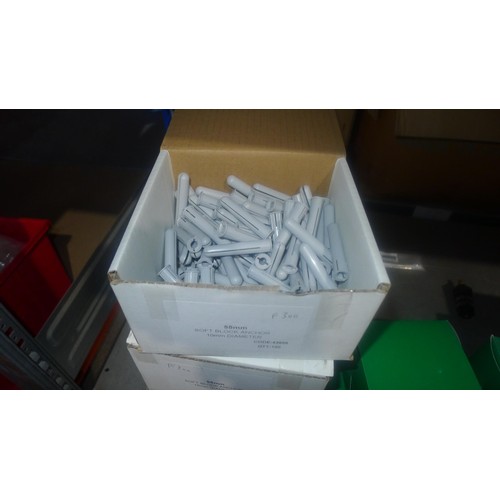 3022 - A quantity of soft block anchors and white nail plugs. Contents of 1 shelf