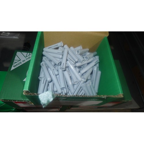 3022 - A quantity of soft block anchors and white nail plugs. Contents of 1 shelf