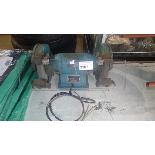 3107 - A double ended 8 inch bench grinder, 415v