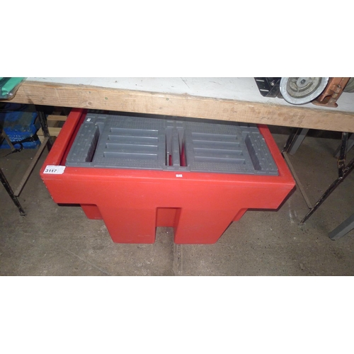 3117 - A red and black plastic spill pallet approx 70 x 90 x 53cm high