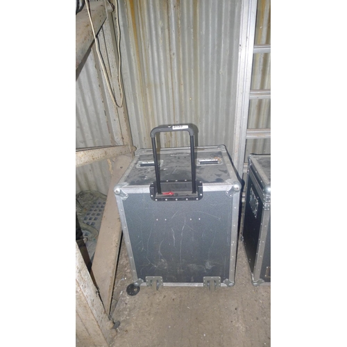 3153 - 1 ex-MOD flight case with telescopic handle and two wheels fitted approx 66 x 58 x 58cm high