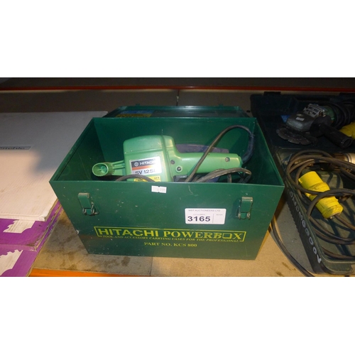 3165 - 1 Hitachi sander type SV12SD, 110v with a green metal carry case